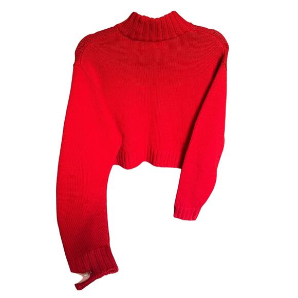 Aritzia Wilfred Free Harper Sweater Merino Wool Turtleneck Bright Red Size Small - Picture 6 of 13